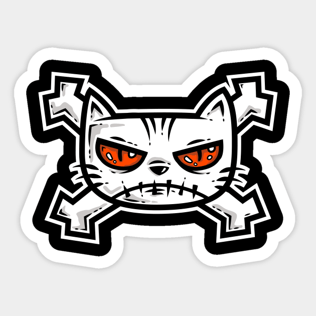 Cross Bone Cat Sticker by krisren28